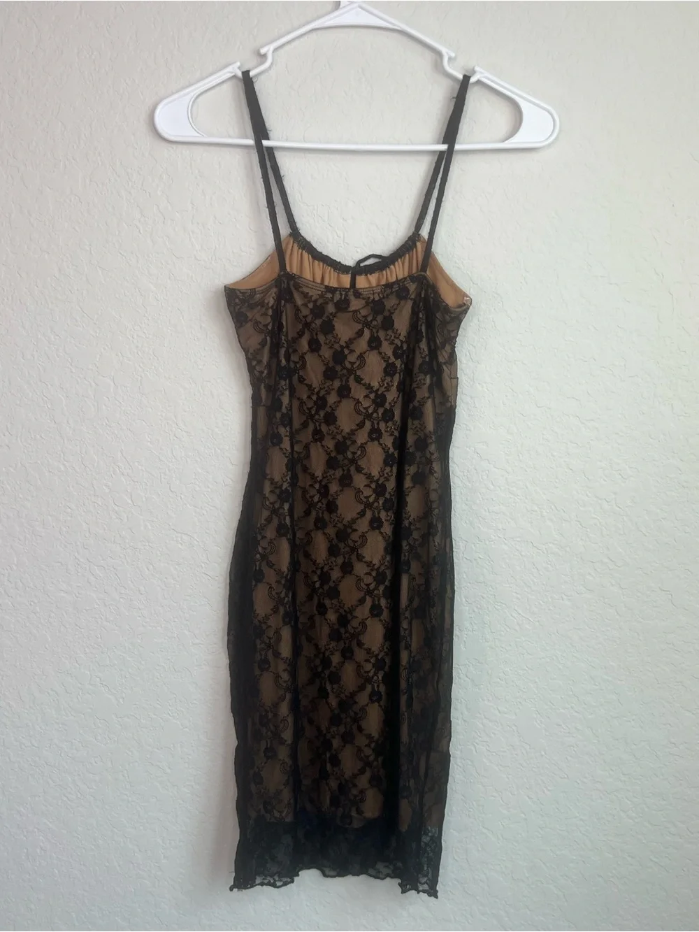 Coquette Romantic Black Lace Nude Lined Slip Style Dress Fairycore Whimsigoth
